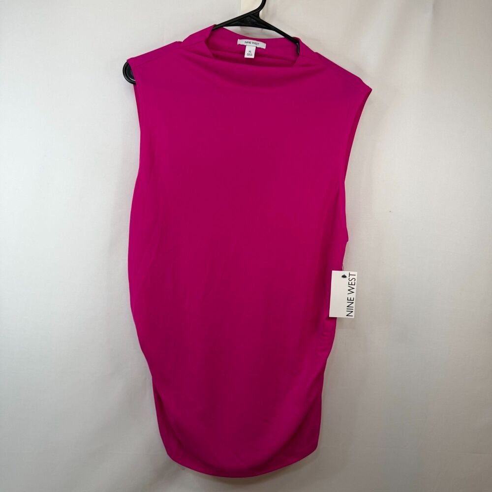 Size XL Nine West Sleeveless Ruched Side Draped Blouse Top NWT Fuchsia